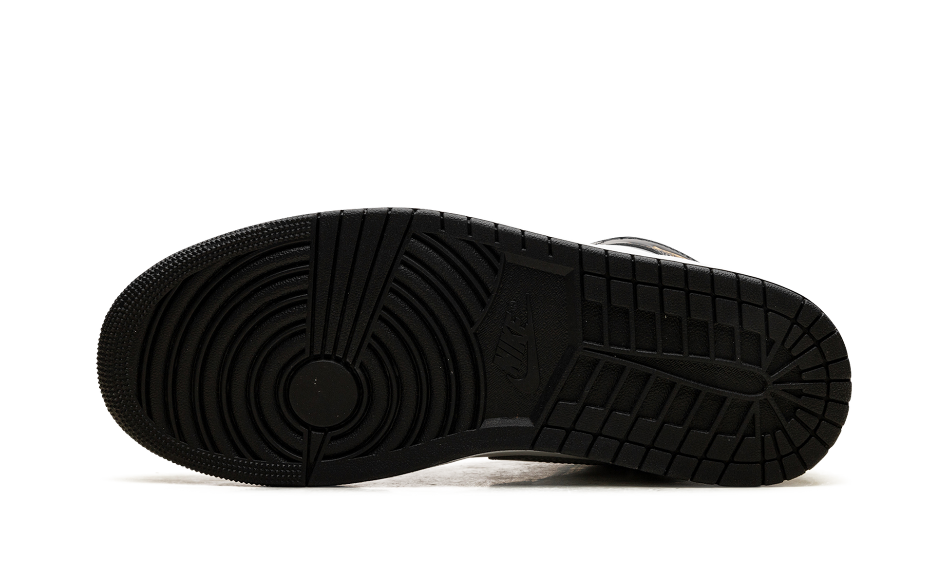 Jordan 1 Mid SE Patent Black White Metallic Silver Metallic Gold