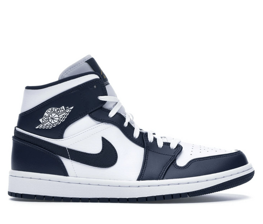 Jordan 1 Mid White Metallic Gold Obsidian