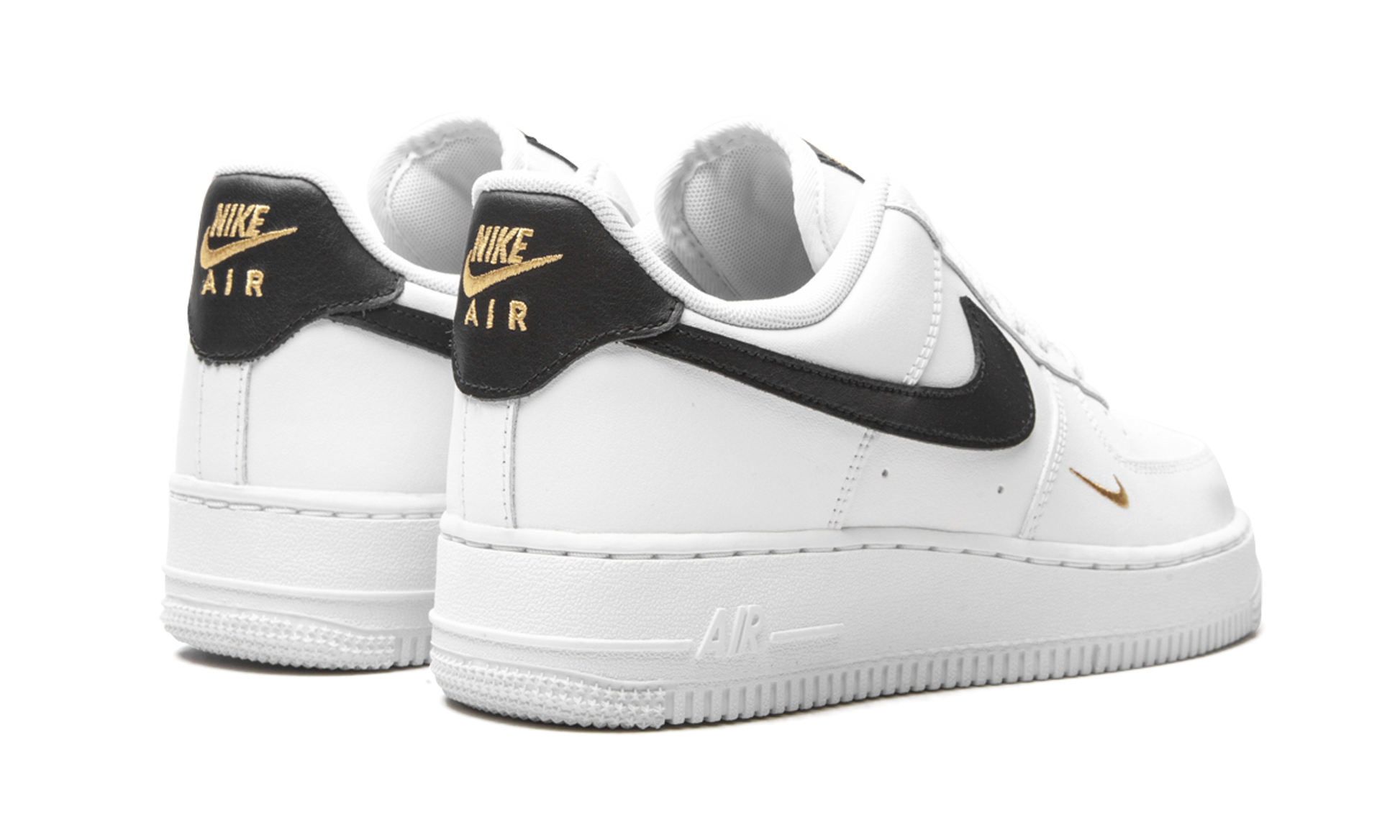 Nike Air Force 1 Low '07 Essential White Black Gold Mini Swoosh (Women's)