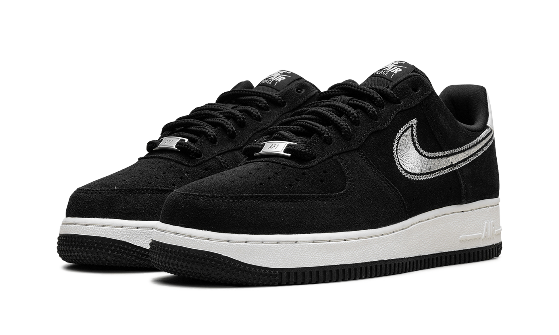 Nike Air Force 1 Low '07 LV8 Black Sail Embroidered Swoosh
