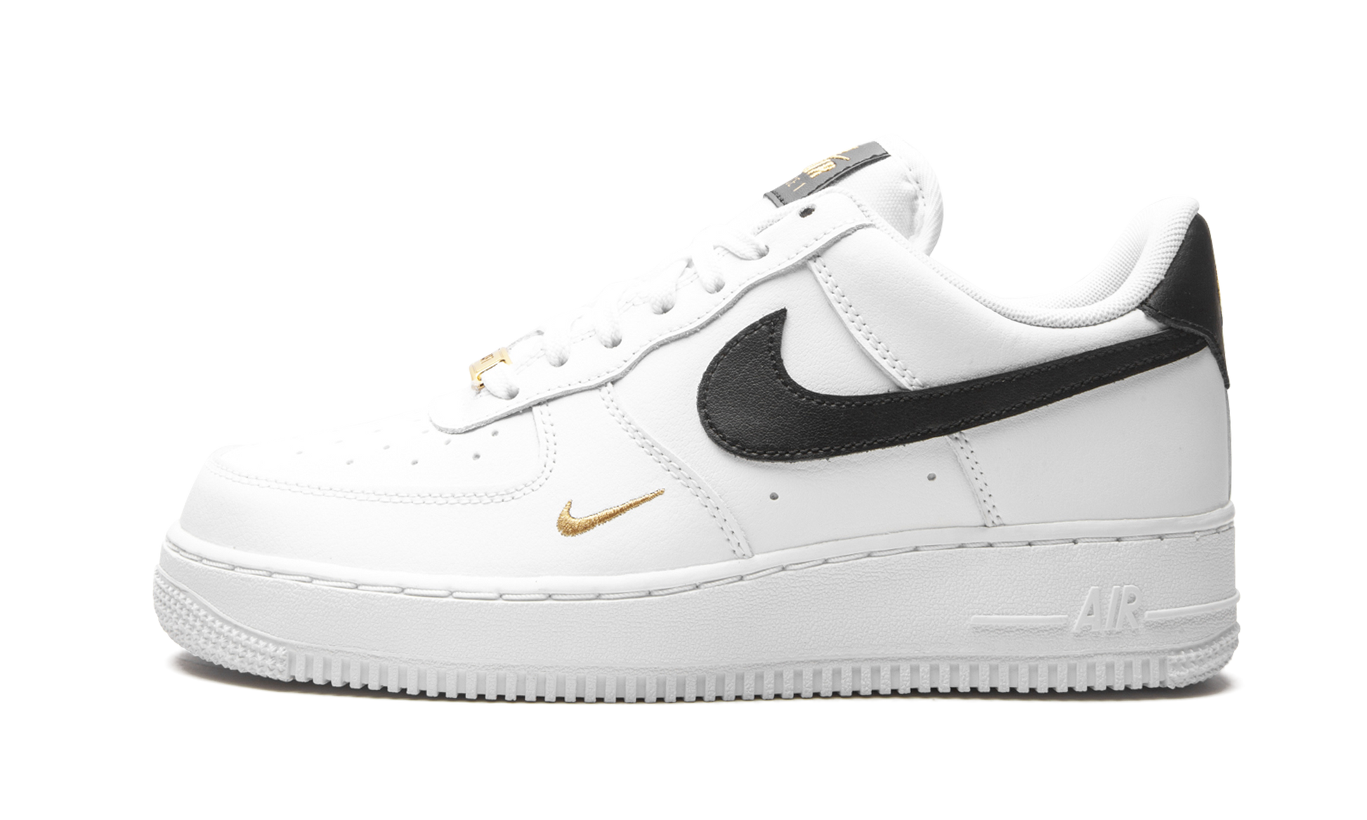 Nike Air Force 1 Low '07 Essential White Black Gold Mini Swoosh (Women's)