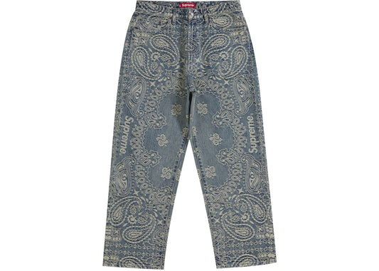Supreme Bandana Jacquard Baggy Jean Blue