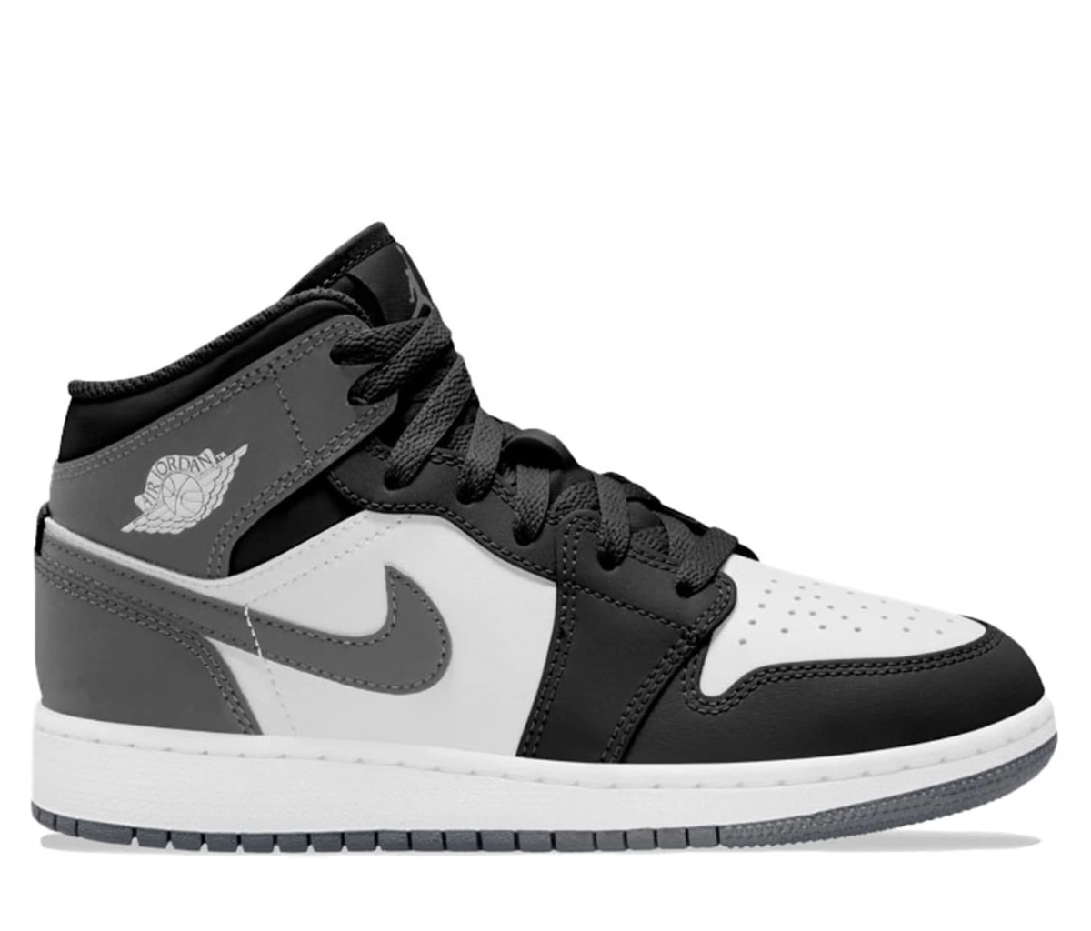 Jordan 1 Mid Black White Iron Grey (GS)