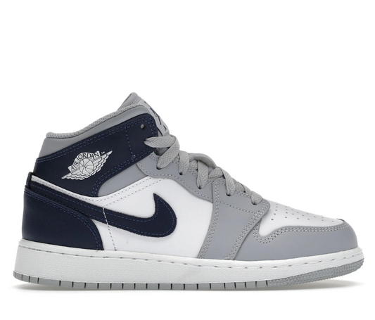 Jordan 1 Mid Wolf Grey Midnight Navy (GS)