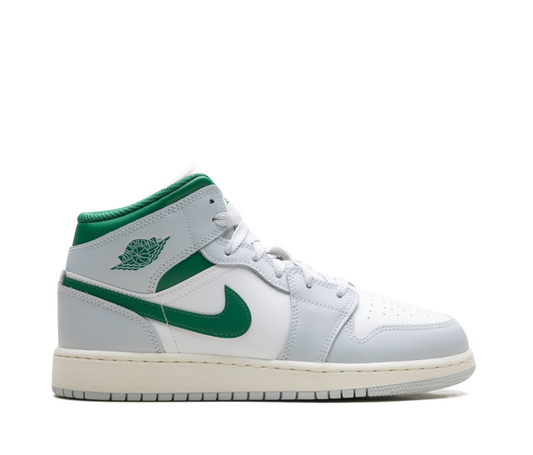 Jordan 1 Mid White Pure Platinum Pine Green (GS)