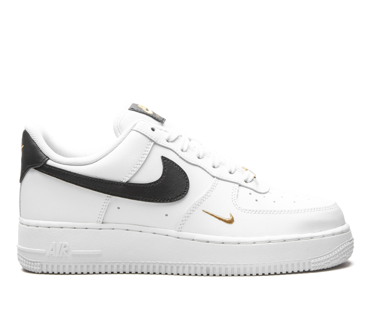 Nike Air Force 1 Low '07 Essential White Black Gold Mini Swoosh (Women's)