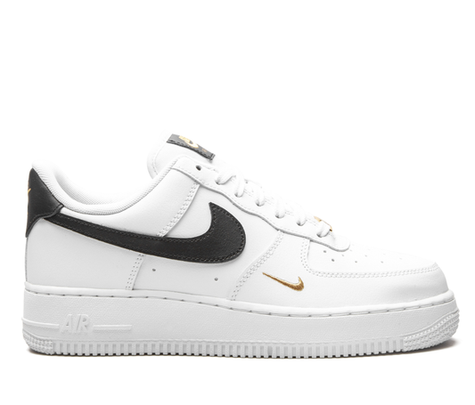Nike Air Force 1 Low '07 Essential White Black Gold Mini Swoosh (Women's)