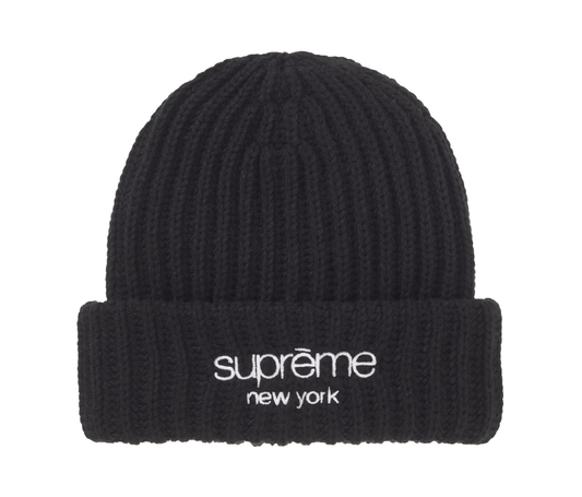 Supreme Chunky Rib Classic Logo Beanie Black