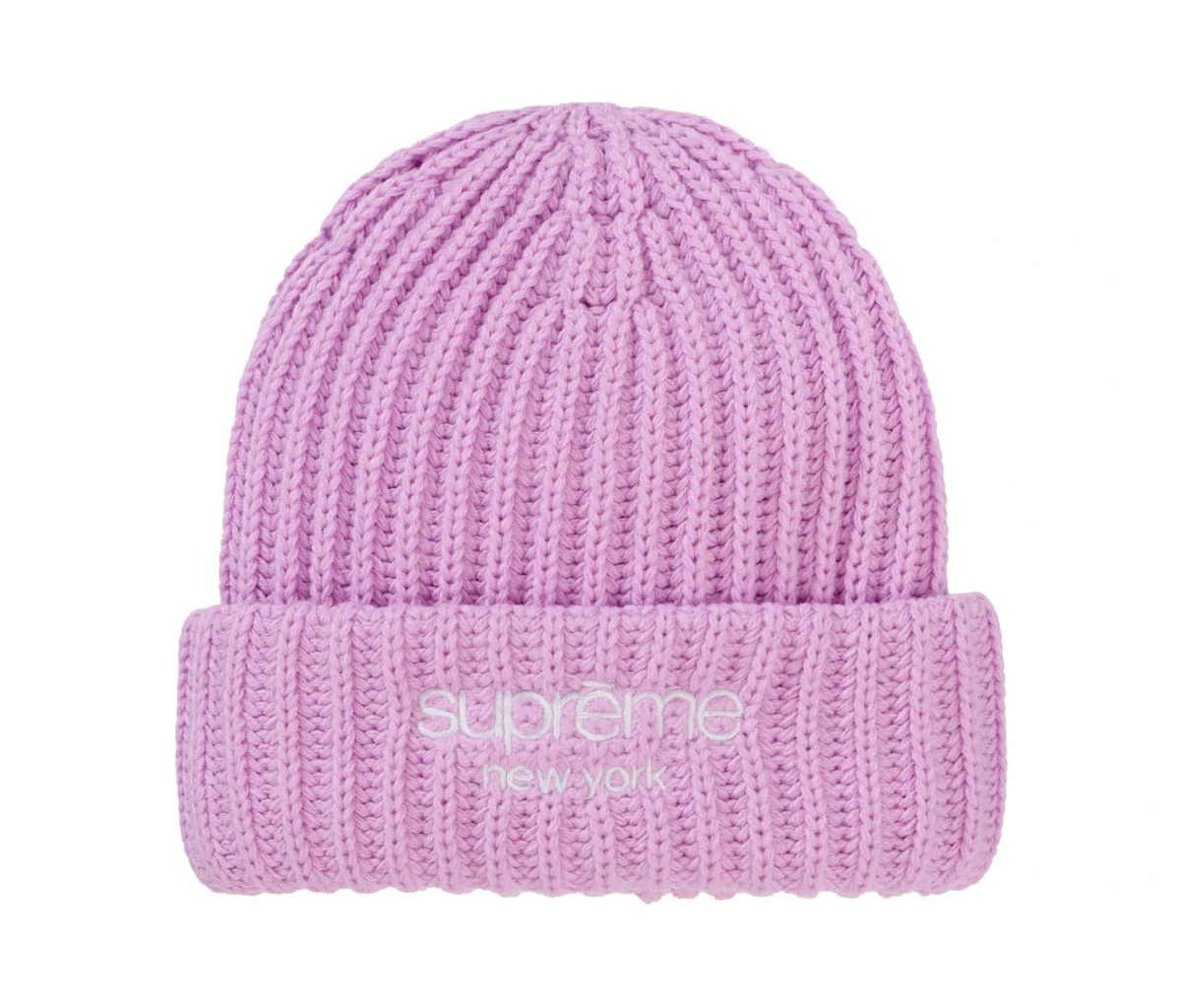 Supreme Chunky Rib Classic Logo Beanie Pink