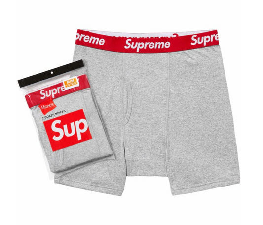 Supreme Hanes Boxer Briefs (2 Pack) Heather Grey