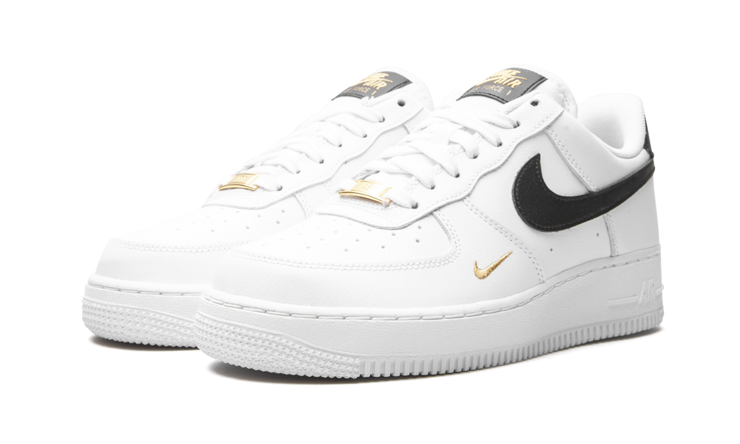 Nike Air Force 1 Low '07 Essential White Black Gold Mini Swoosh (Women's)