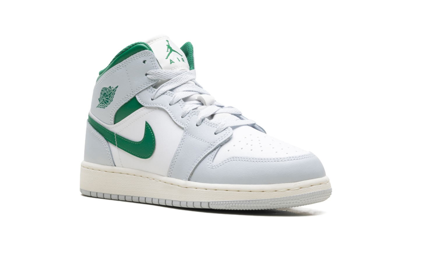 Jordan 1 Mid White Pure Platinum Pine Green (GS)