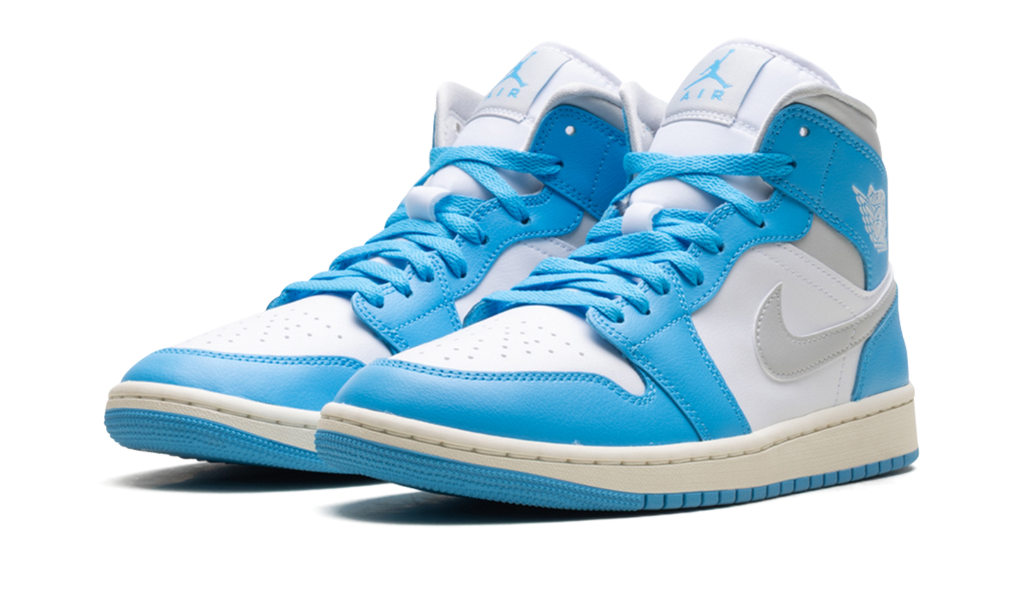 Jordan 1 Mid Dark Powder Blue White Sail Neutral Grey (Women's)