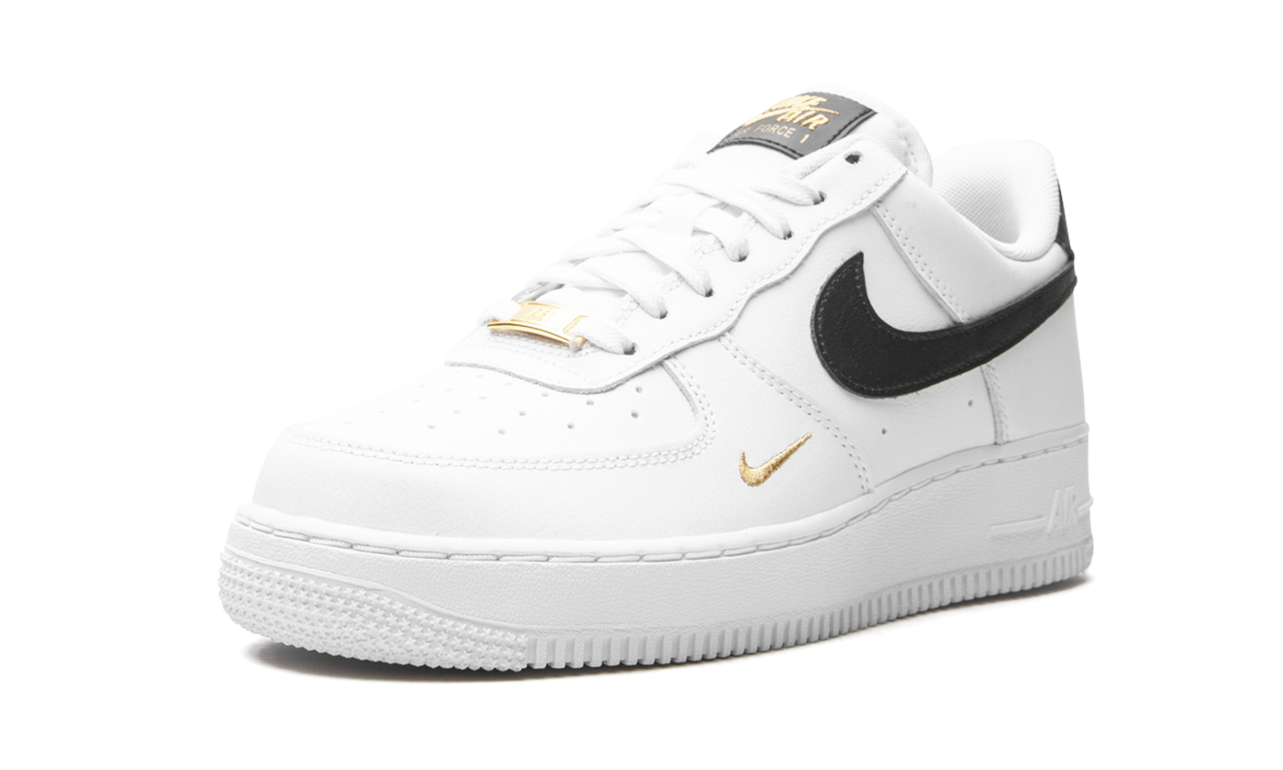 Nike Air Force 1 Low '07 Essential White Black Gold Mini Swoosh (Women's)