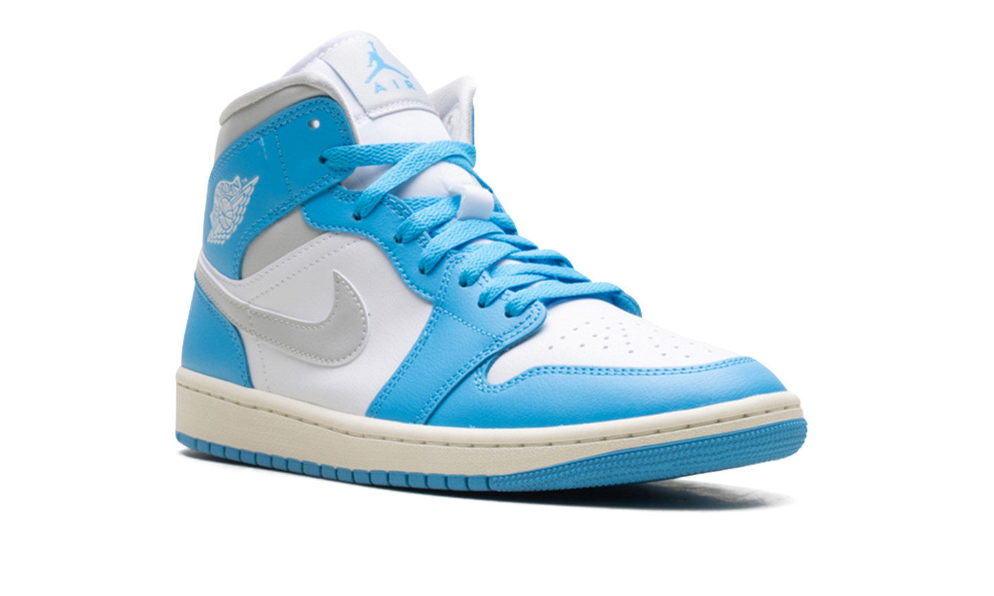 Jordan 1 Mid Dark Powder Blue White Sail Neutral Grey (Women's)