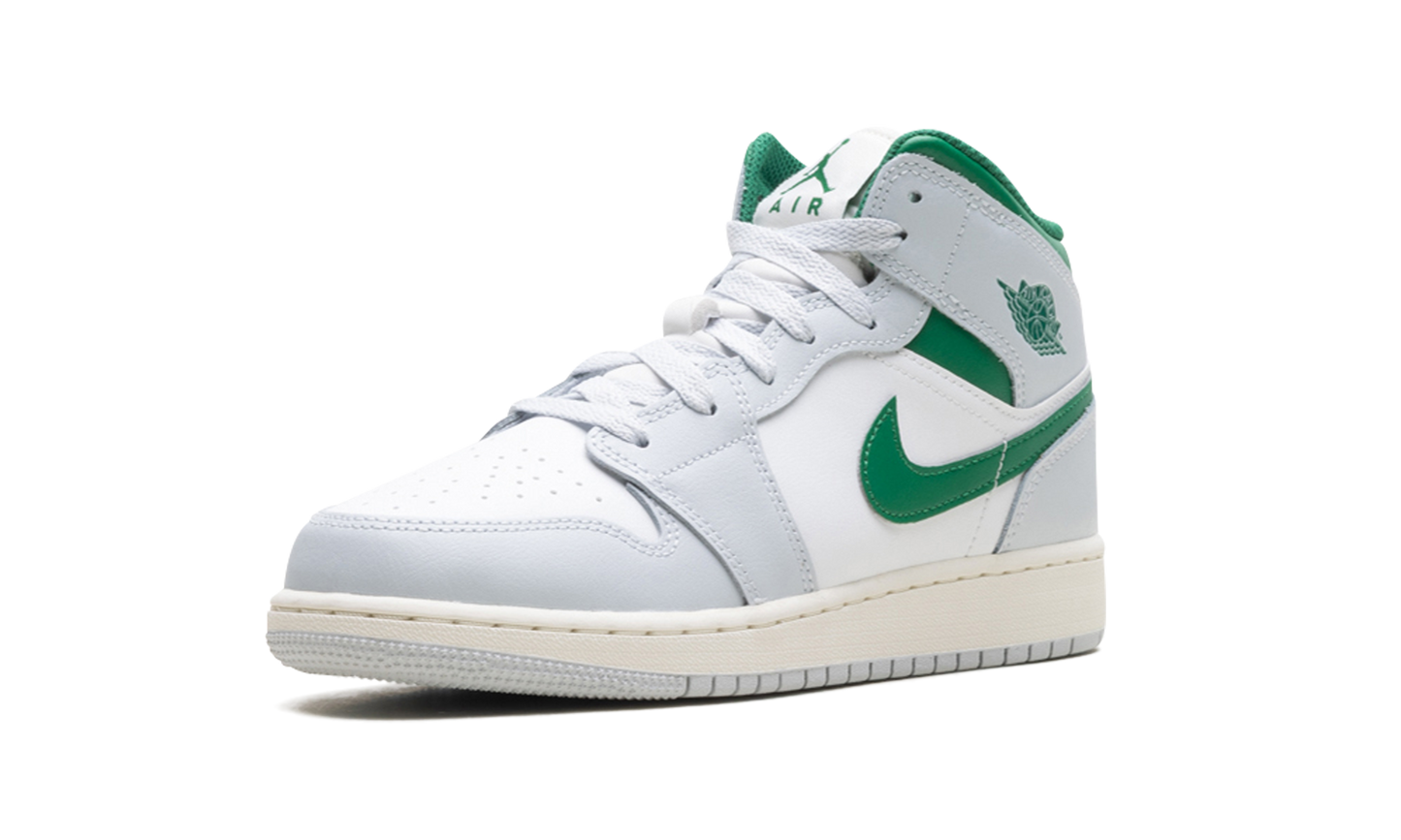 Jordan 1 Mid White Pure Platinum Pine Green (GS)