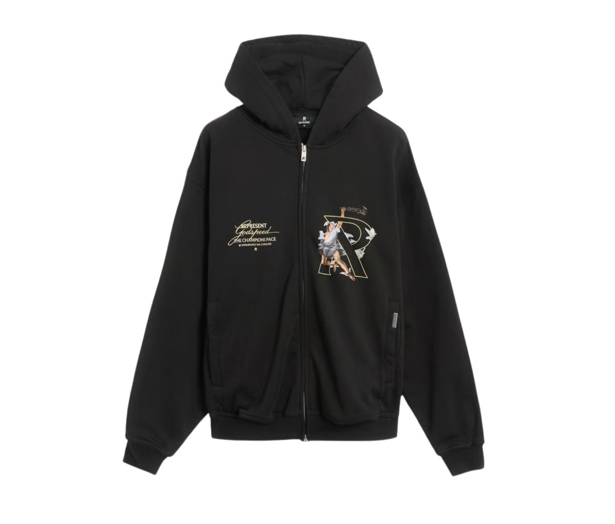 Represent Hermes Zip Hoodie Black