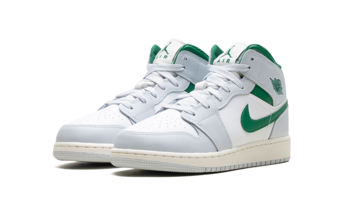 Jordan 1 Mid White Pure Platinum Pine Green (GS)