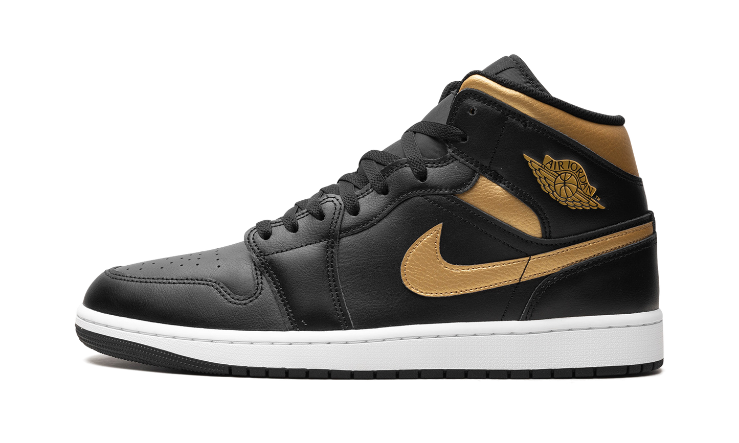 Jordan 1 Mid Black Metallic Gold